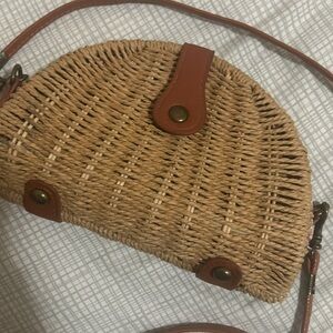 Half circle woven crossbody beach bag